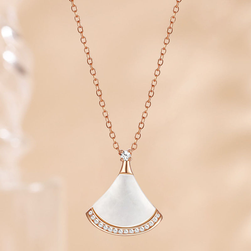 White Fritillary Diamond Fan Necklace