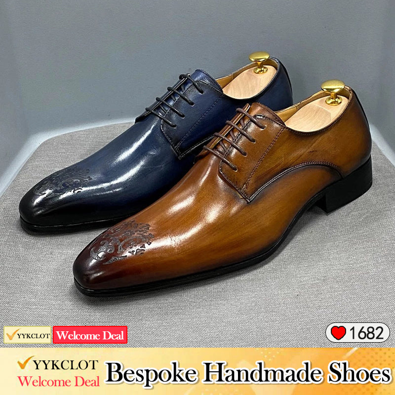 Men's Carved Pointed Business Dress Derby Shoes