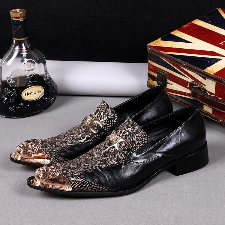 Night club party snake dress shoes men's personality pointed loafers