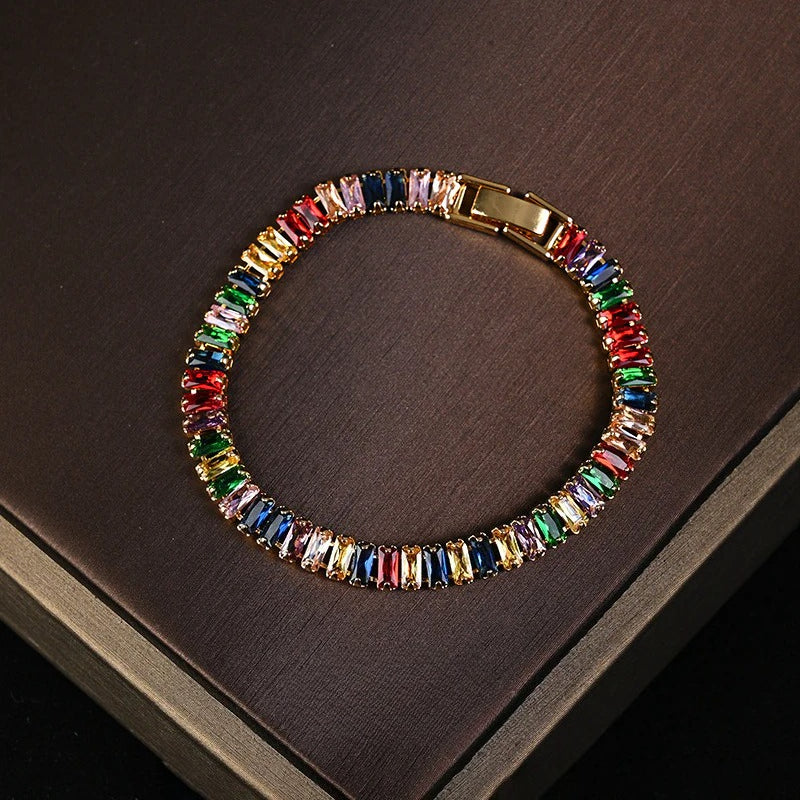 Niche simple rainbow necklace bracelet stud earrings series