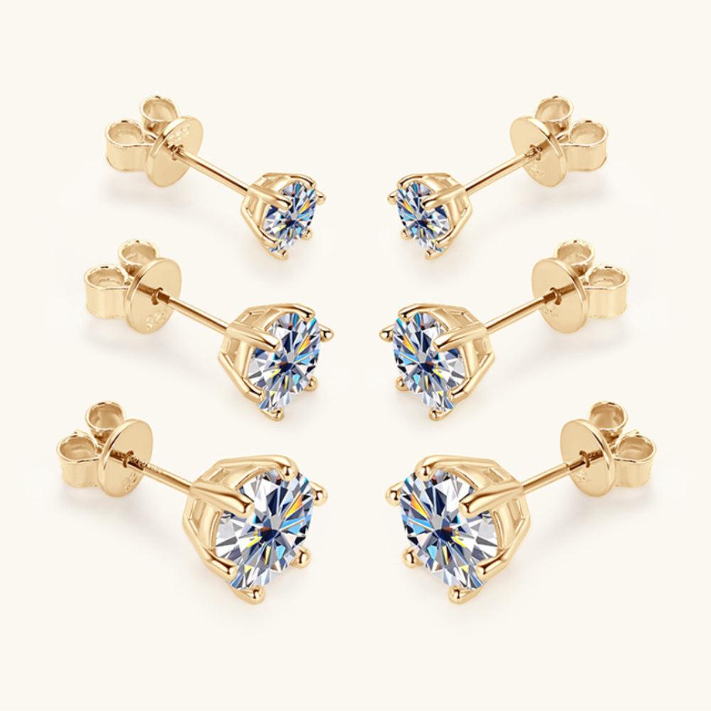 S925 Classic Six-claw Moissanite Stud Earrings