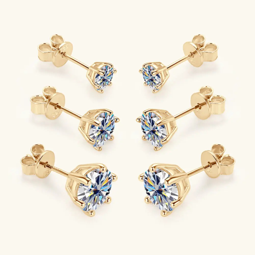 Boucles d'oreilles clous classiques six griffes en moissanite S925