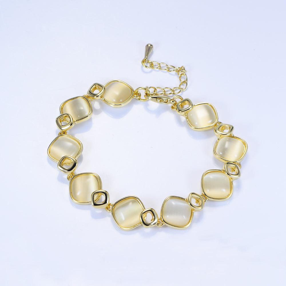 Rose gold opal geometric bracelet