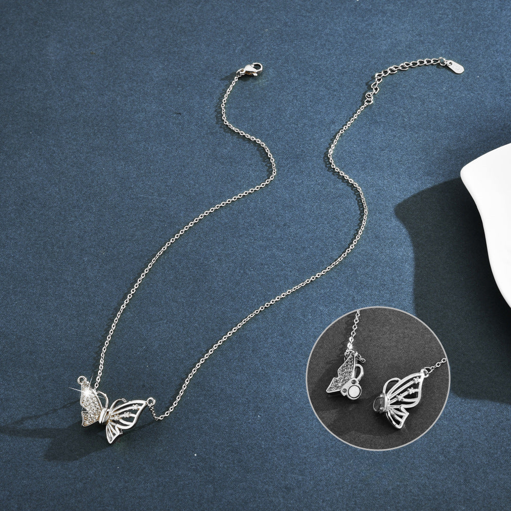 Gold Diamond Magnetic Butterfly Necklace