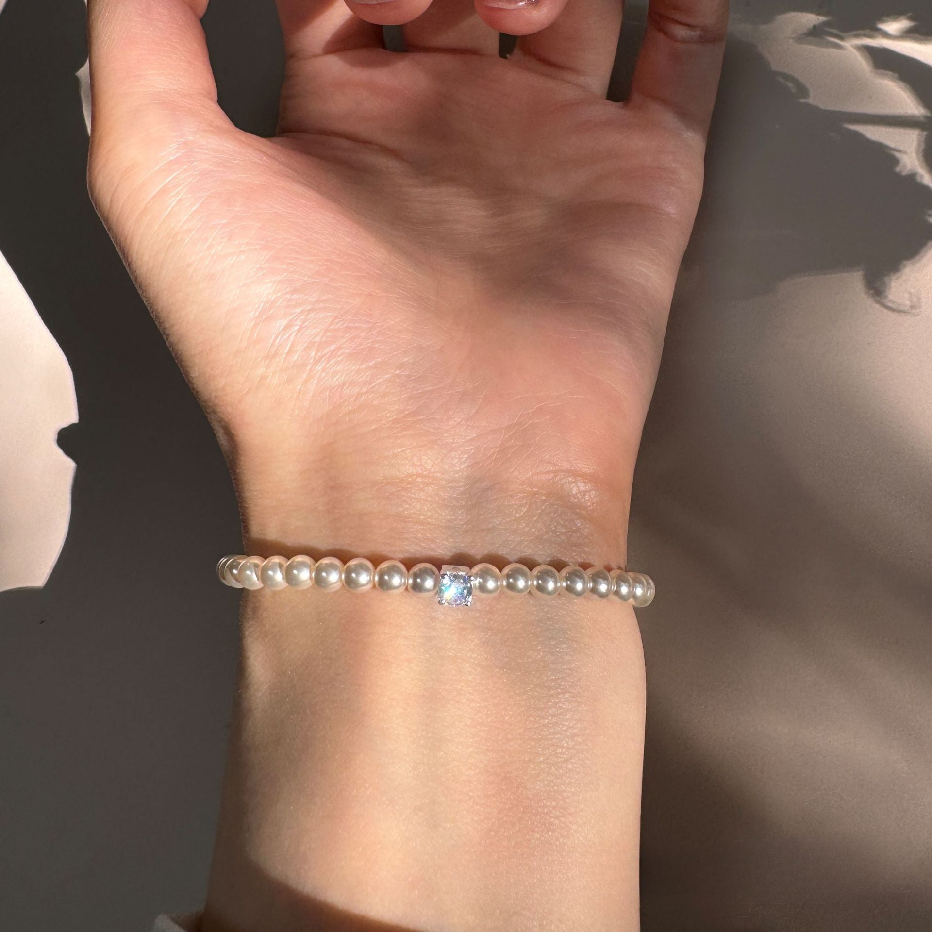 925 Silver Geometric Zircon Vintage Pearl Bracelet