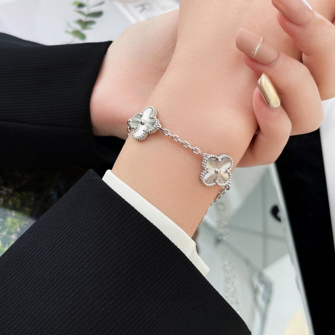 Sterling Silver Clover Laser Bracelet