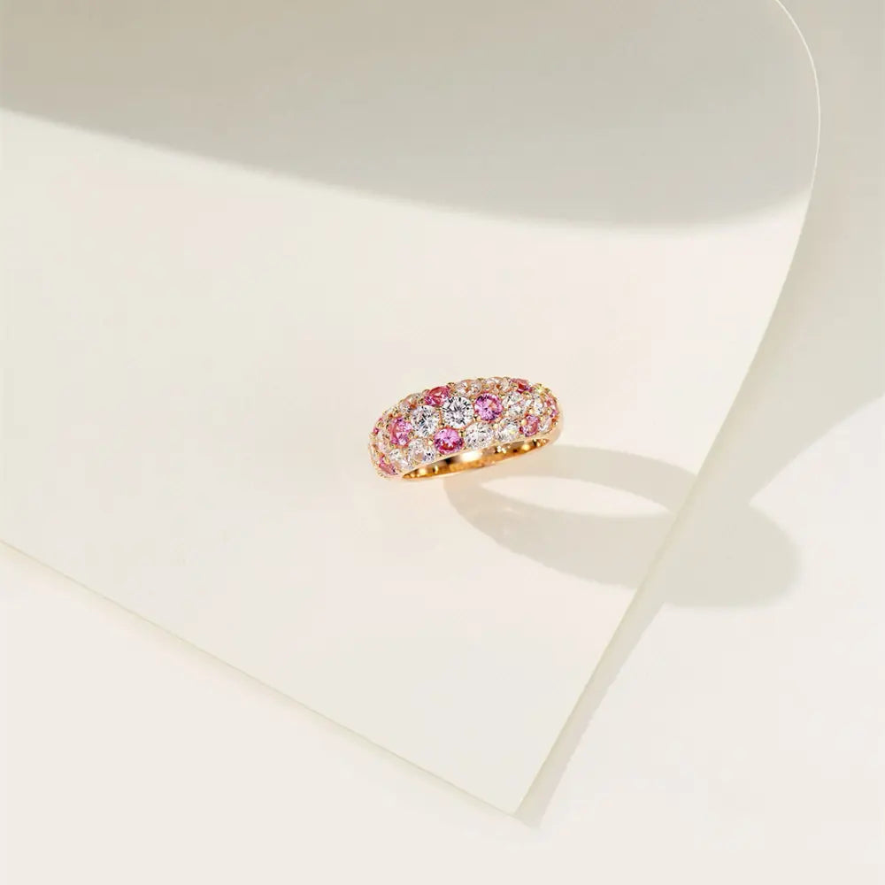Bague S925 en argent sterling avec diamants multicolores