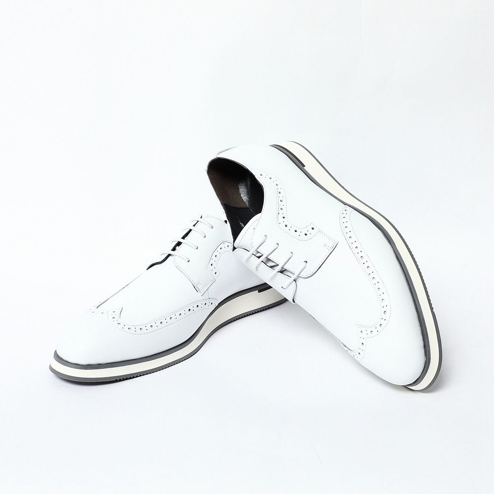 White Brock Carved Derby Shoes Men's Business Casual Leather Shoes