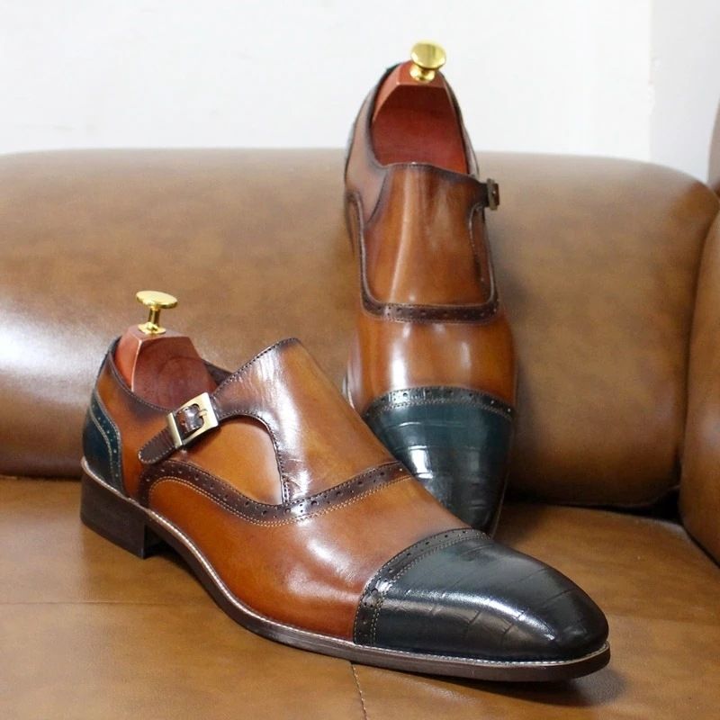 brown shoes for men oxford Hand-rubbed leather loafers men's business dress shoes man brogue shoes Plus Size luxury shoes