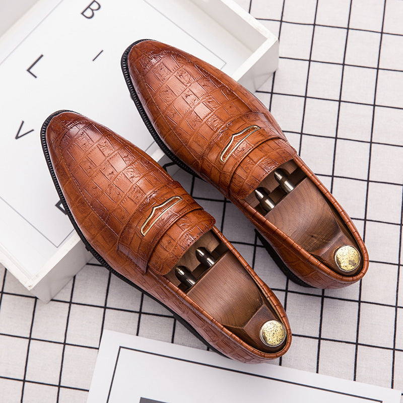 Men's Business Stone Leather Loafers shoes big size shoes for men italian elegant man dress shoes