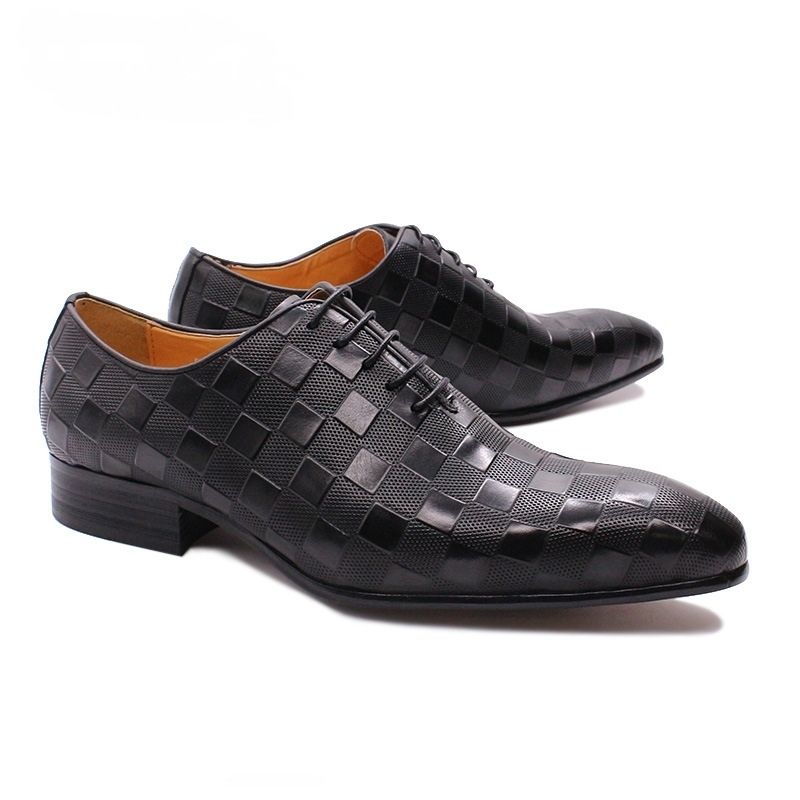 British style embossed leather shoes men's business dress Oxford shoes