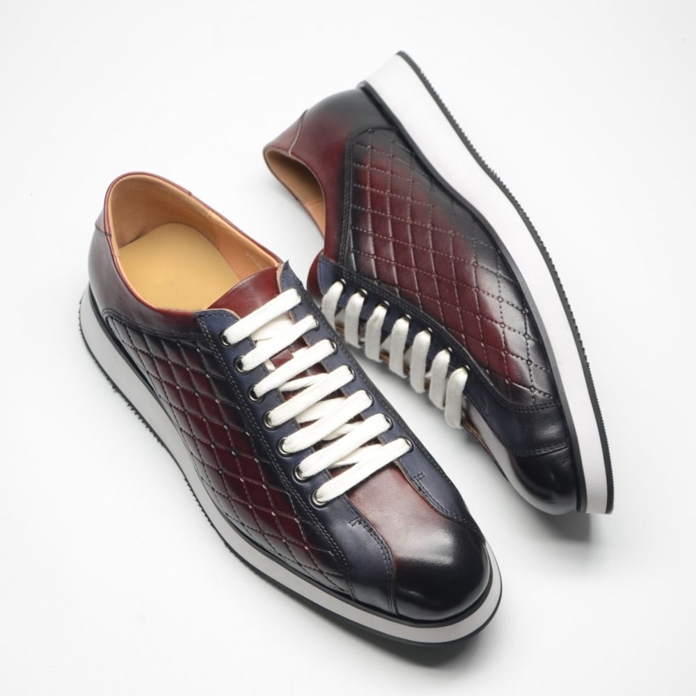 Color matching printed casual leather shoes genuine leather business board shoes