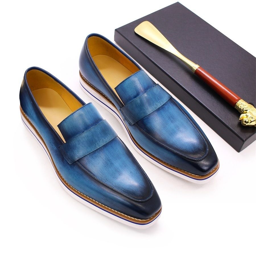 British style leather loafers men's casual leather shoes