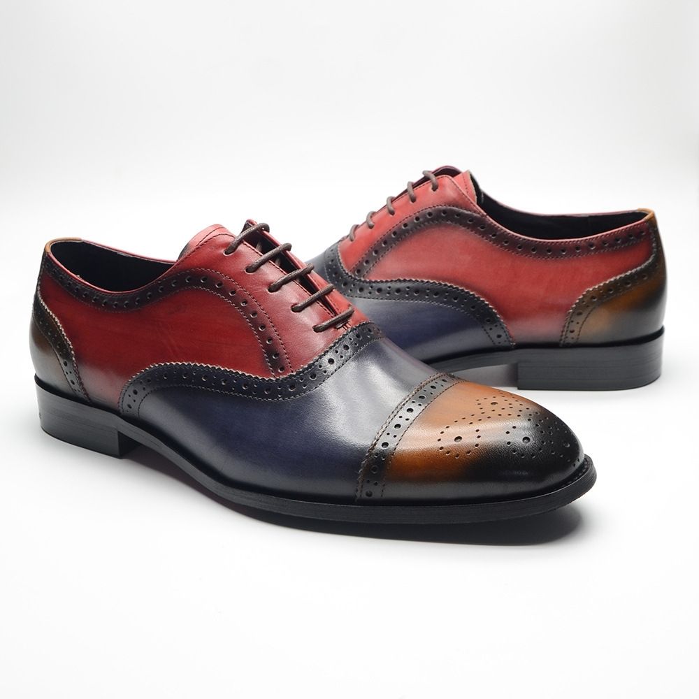 Color matching engraved Brock leather shoes men's business dress loafers