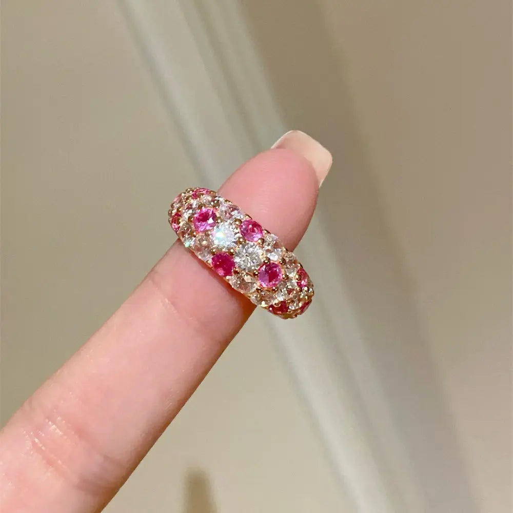 Bague S925 en argent sterling avec diamants multicolores