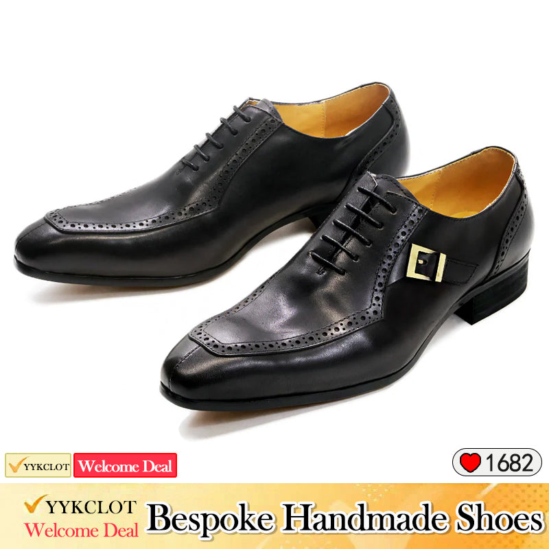 Black Leather Business Brock Shoes Office Casual Dress Oxford Shoes