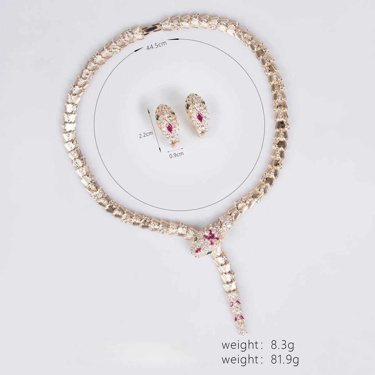 Snake necklace earrings jewelry set bracelet banquet haute couture snake necklace
