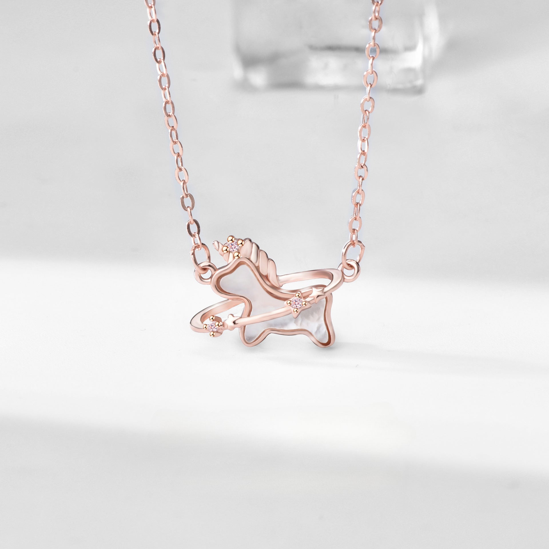 S925 Sterling Silver Fritillary Unicorn Necklace
