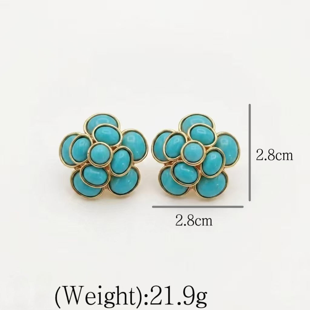 Qingdao medieval light luxury niche turquoise flower fringed set high sense workplace business versatile collarbone chain women