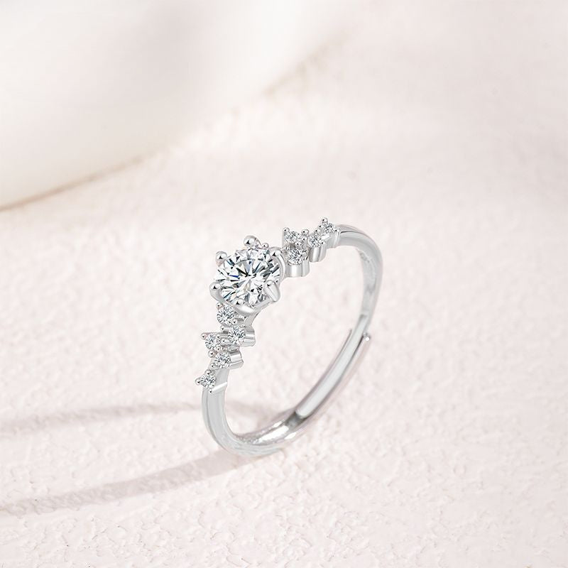 S925 Sterling Silver Eight Hearts Zircon Galaxy Ring