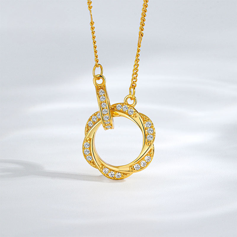 925 Sterling Silver Mobius Ring Double Ring Brick Necklace