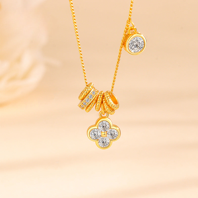 S925 Sterling Silver Gold Lucky Clover Necklace