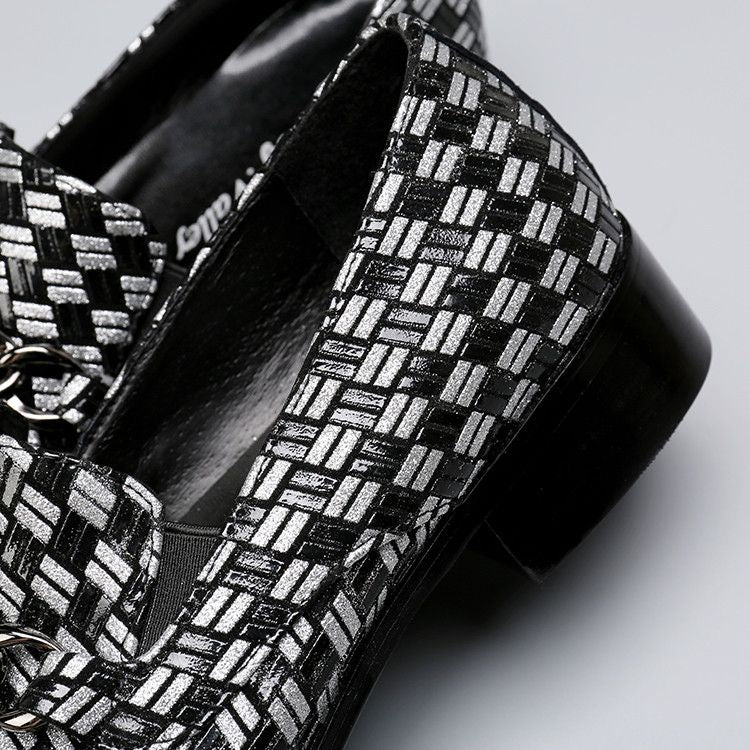 Original leather woven printed loafers men's pointed formal leather shoes