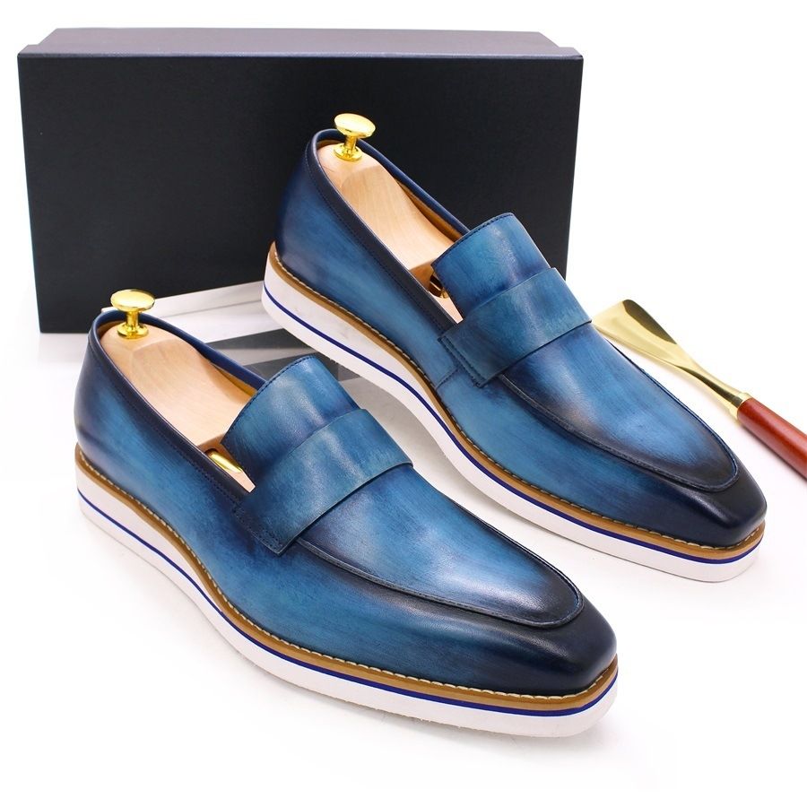 British style leather loafers men's casual leather shoes