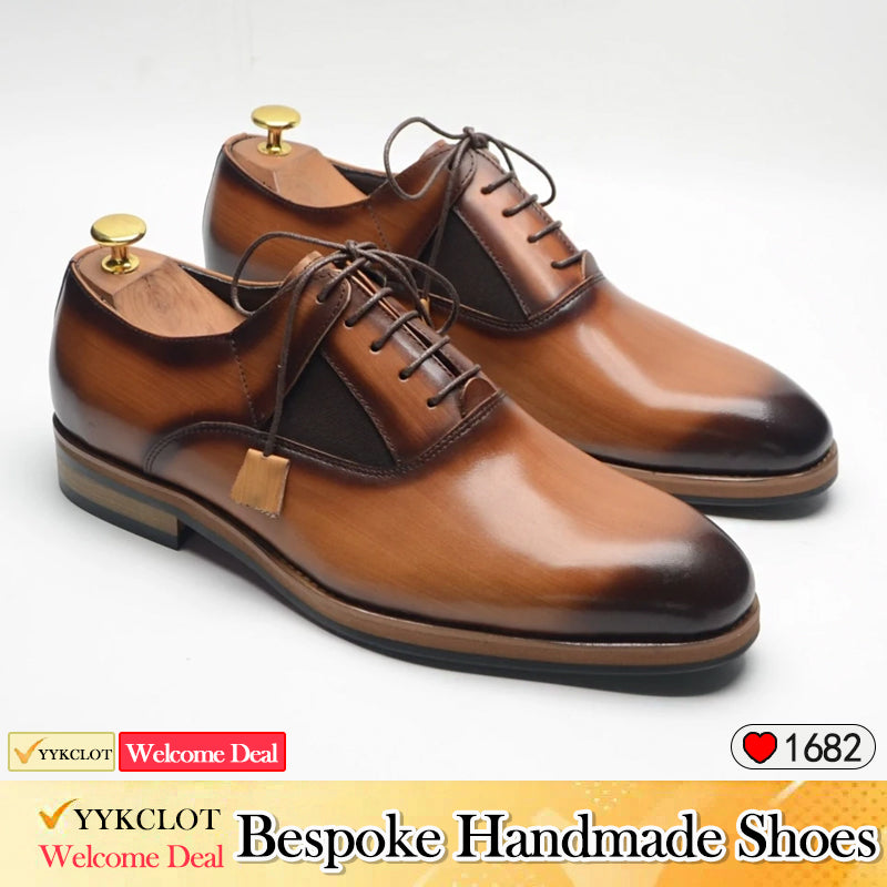 Men's brown formal business derby shoes