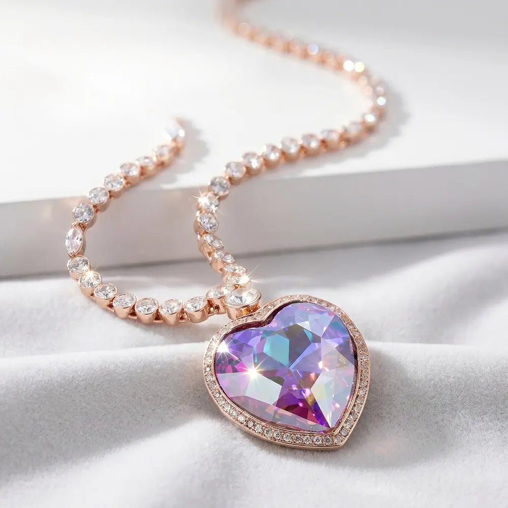 Ensemble de collier élégant en cristal autrichien « Cœur de l'Océan » bleu classique, ensemble de quatre pièces