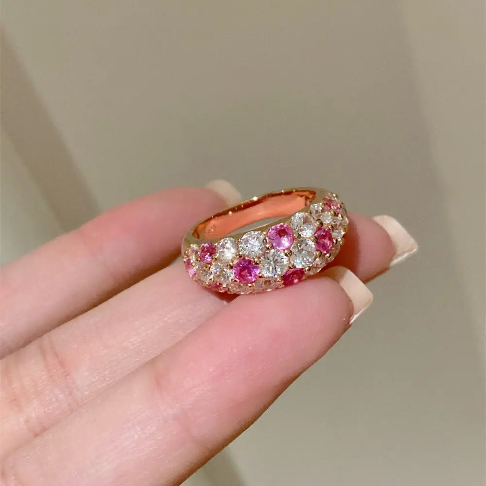 Bague S925 en argent sterling avec diamants multicolores
