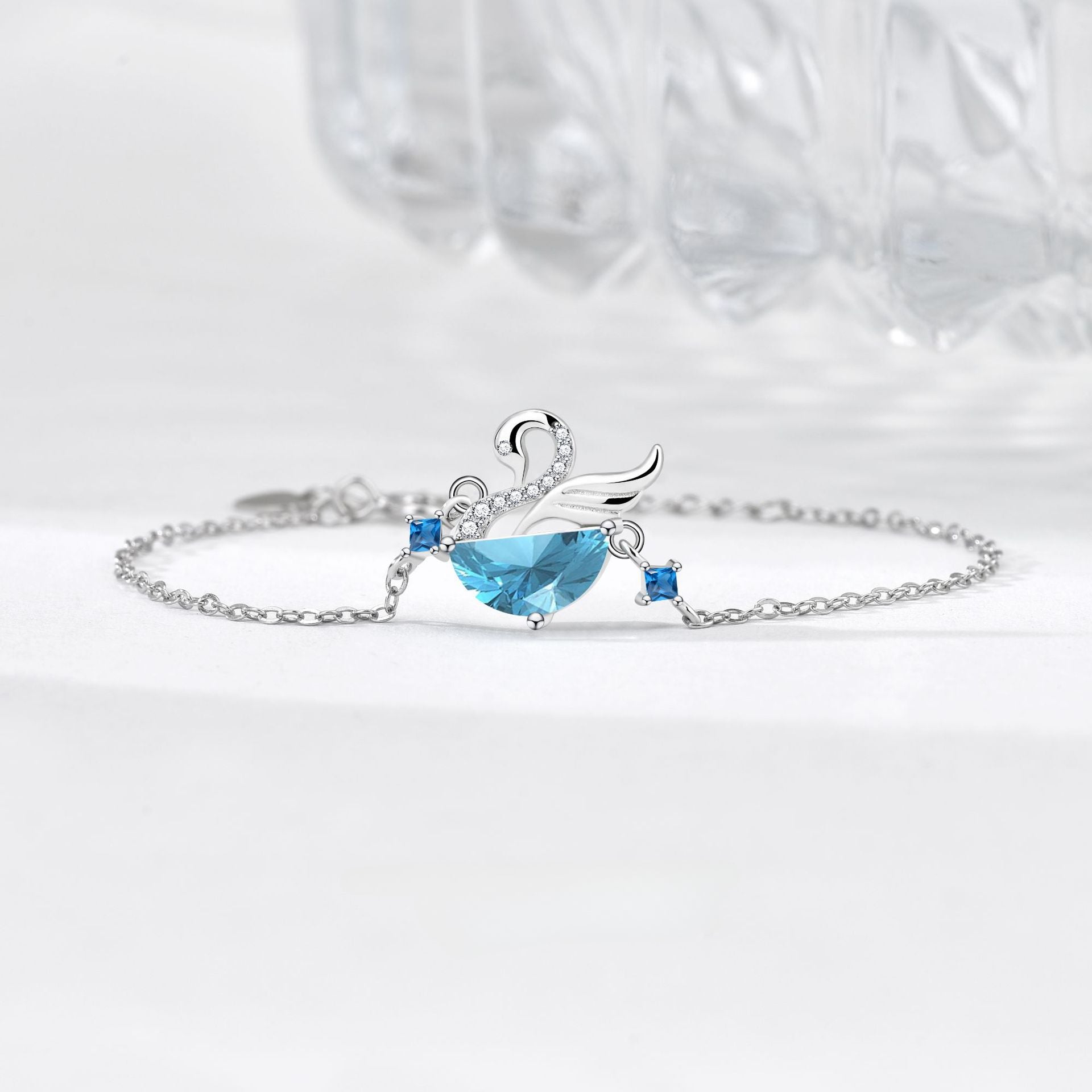 S925 Sterling Silver Swan Zircon Bracelet