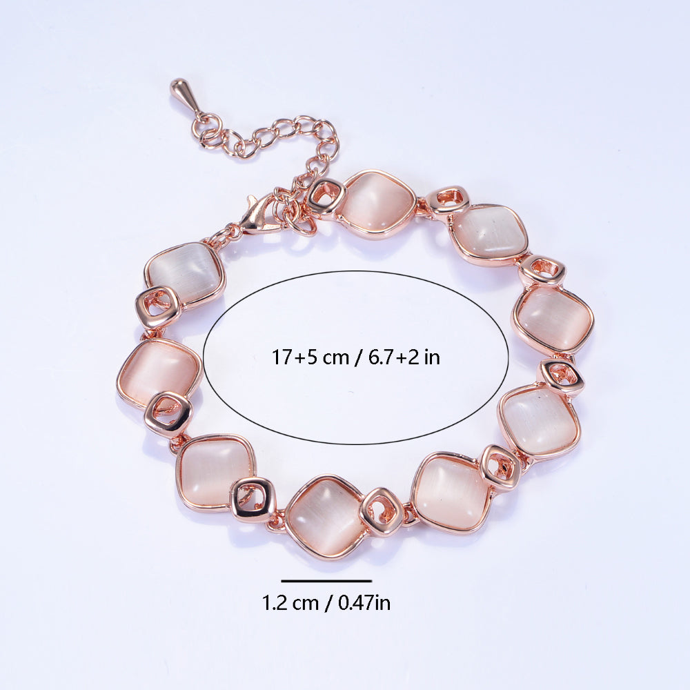 Rose gold opal geometric bracelet