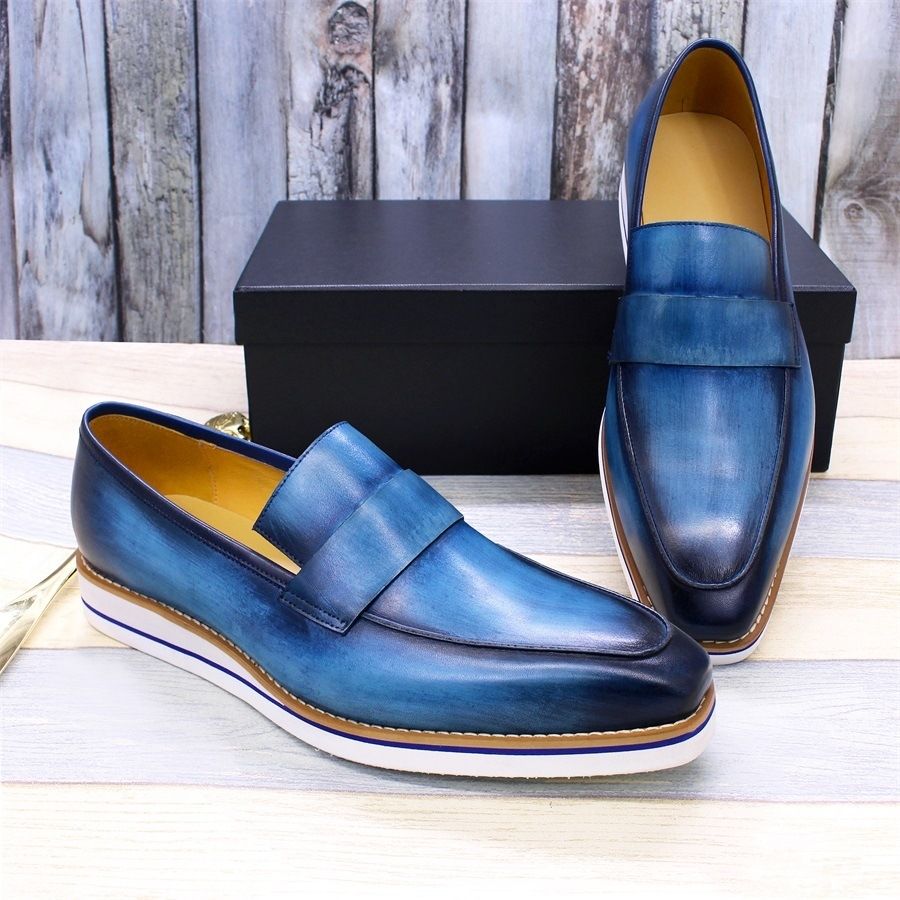 British style leather loafers men's casual leather shoes
