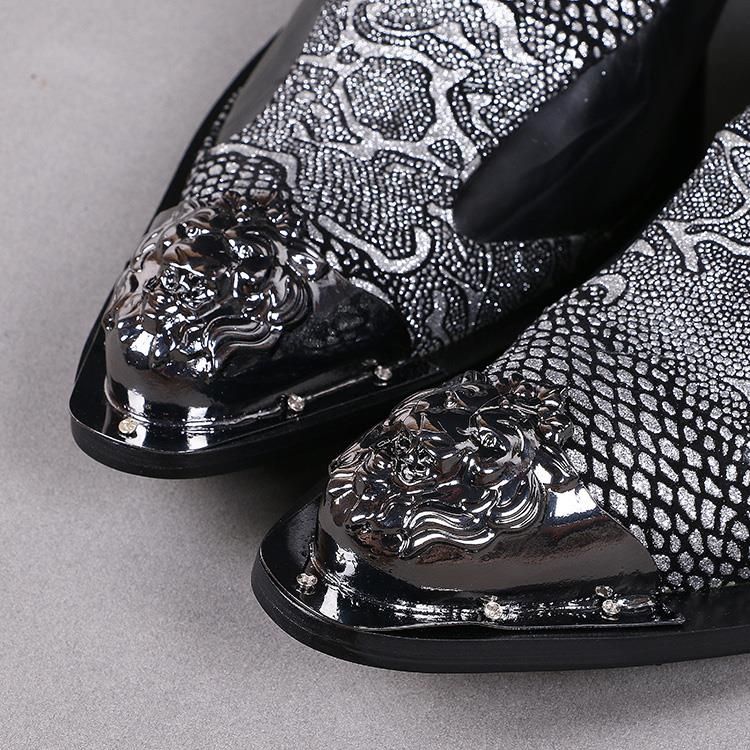 Night club party snake dress shoes men's personality pointed loafers
