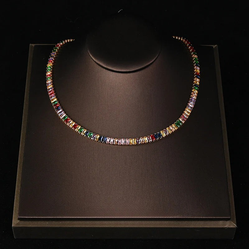 Niche simple rainbow necklace bracelet stud earrings series