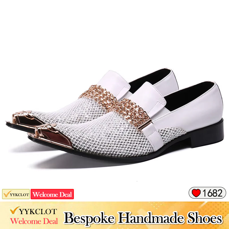 White classic fancy dress shoes Men's wedding party shoes mens brogue shoes Plus Size shoes for men