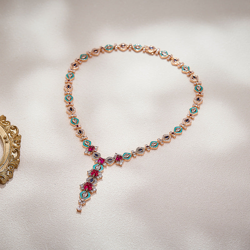 Boucles d'oreilles françaises rétro en émail plaqué or