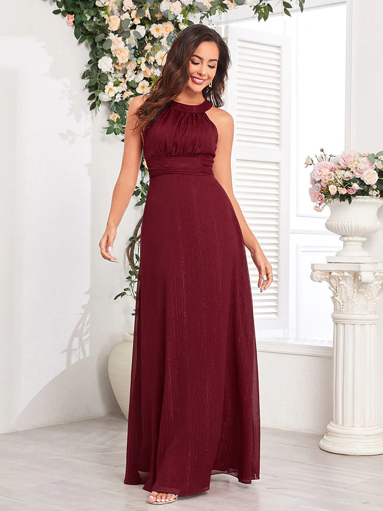 Fashion neck halter party evening dress