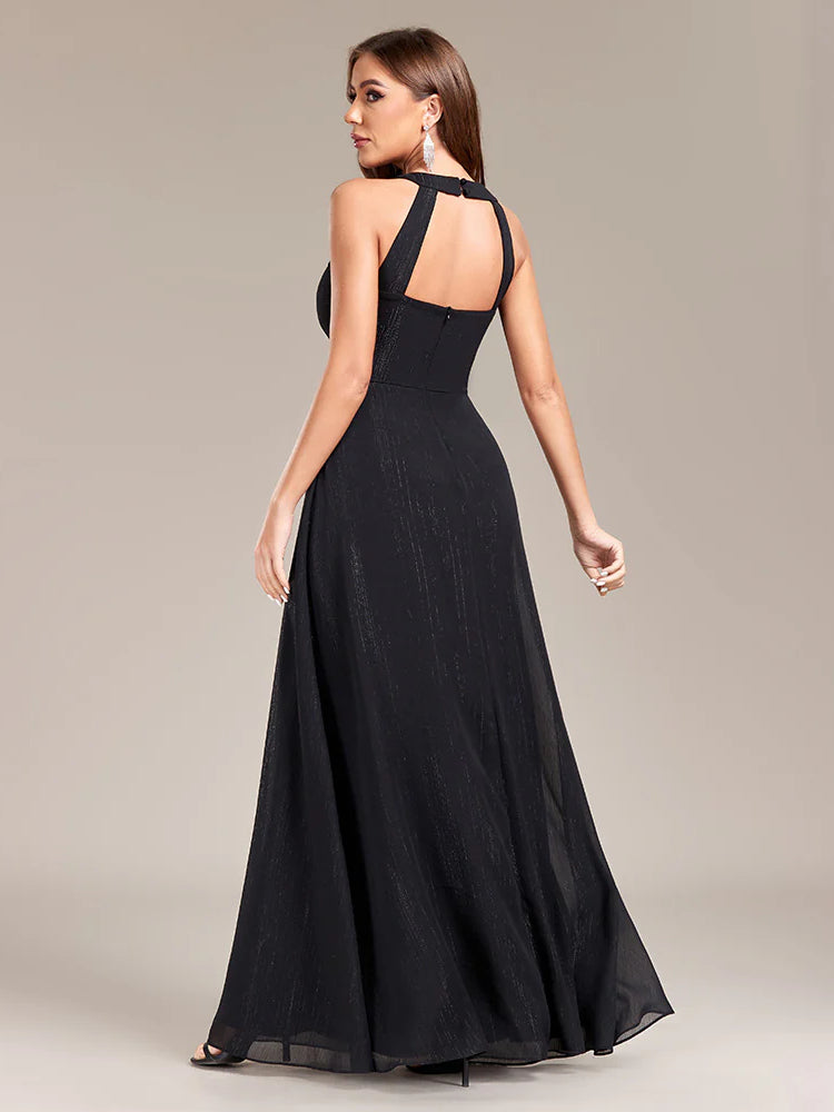 Fashion neck halter party evening dress