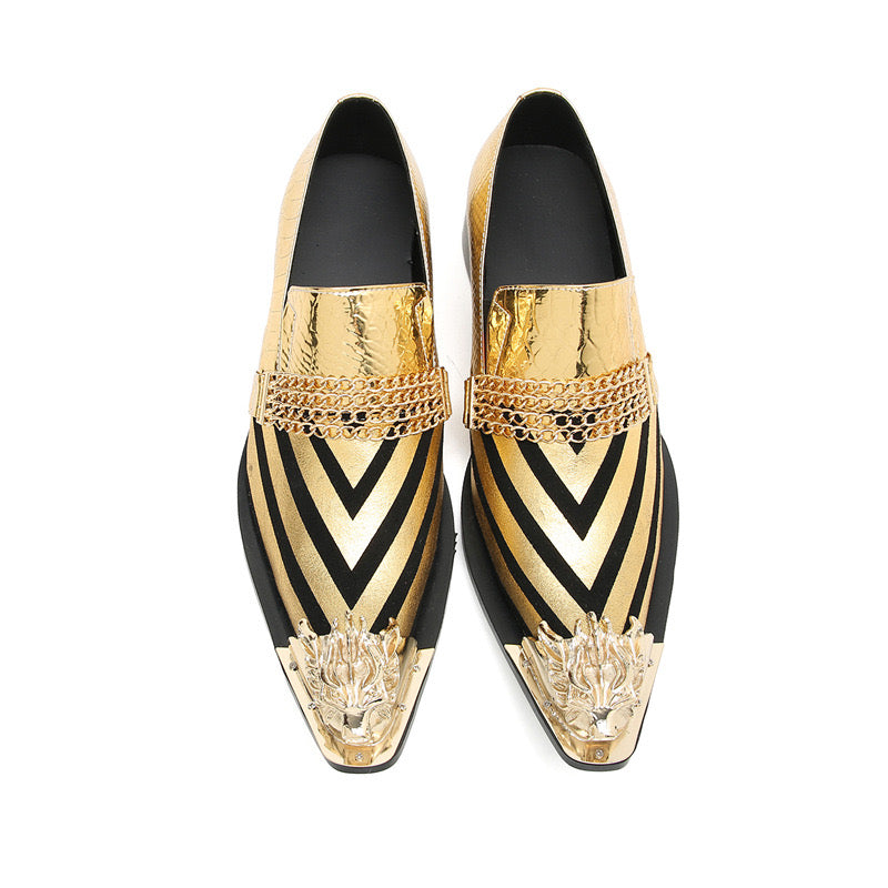 Gold formal Business Party shoes Luxury Italian formal men's shoes