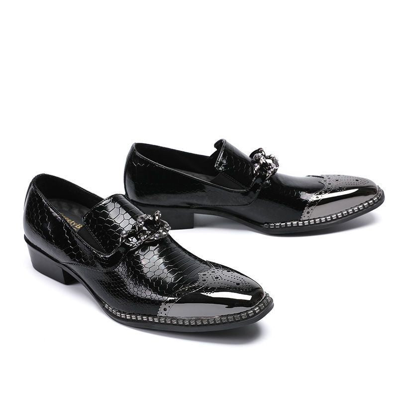 Black leather pointed party shoes Men's fashion dress shoes