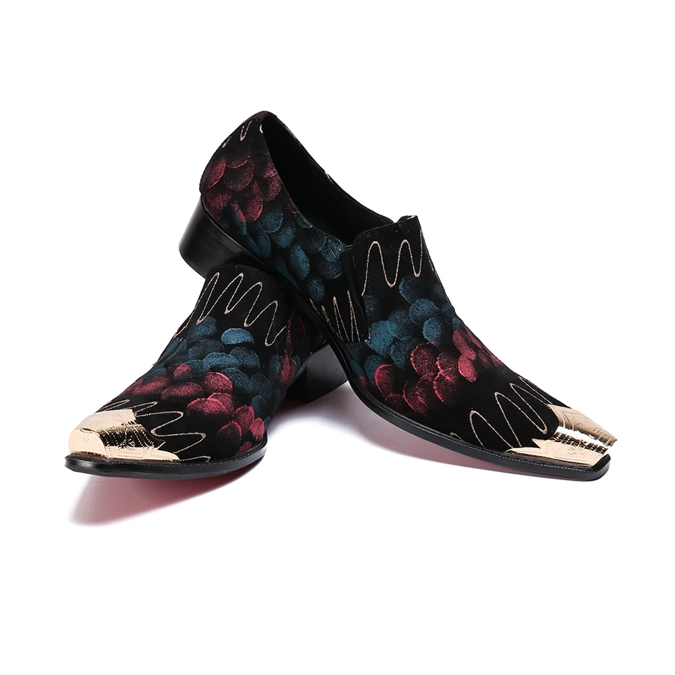 Black printed pointed dress shoes Men's dress shoes