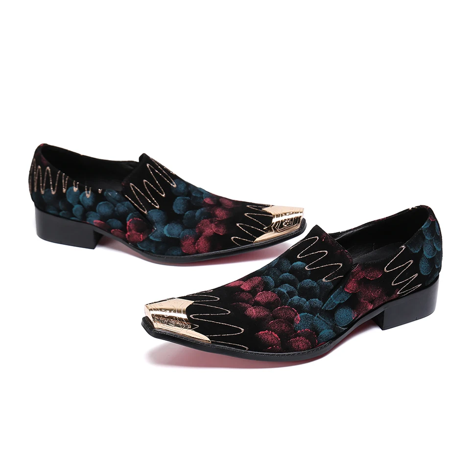 Black printed pointed dress shoes Men's dress shoes