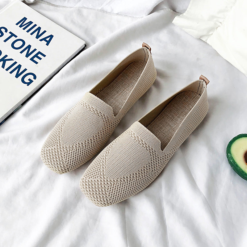 Fashion one-pedal woven breathable flat-soled loafers