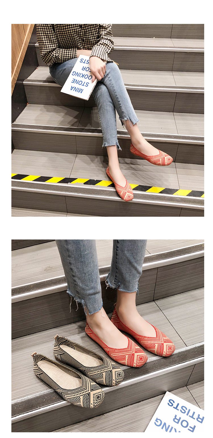 Fashion woven breathable soft-soled loafers