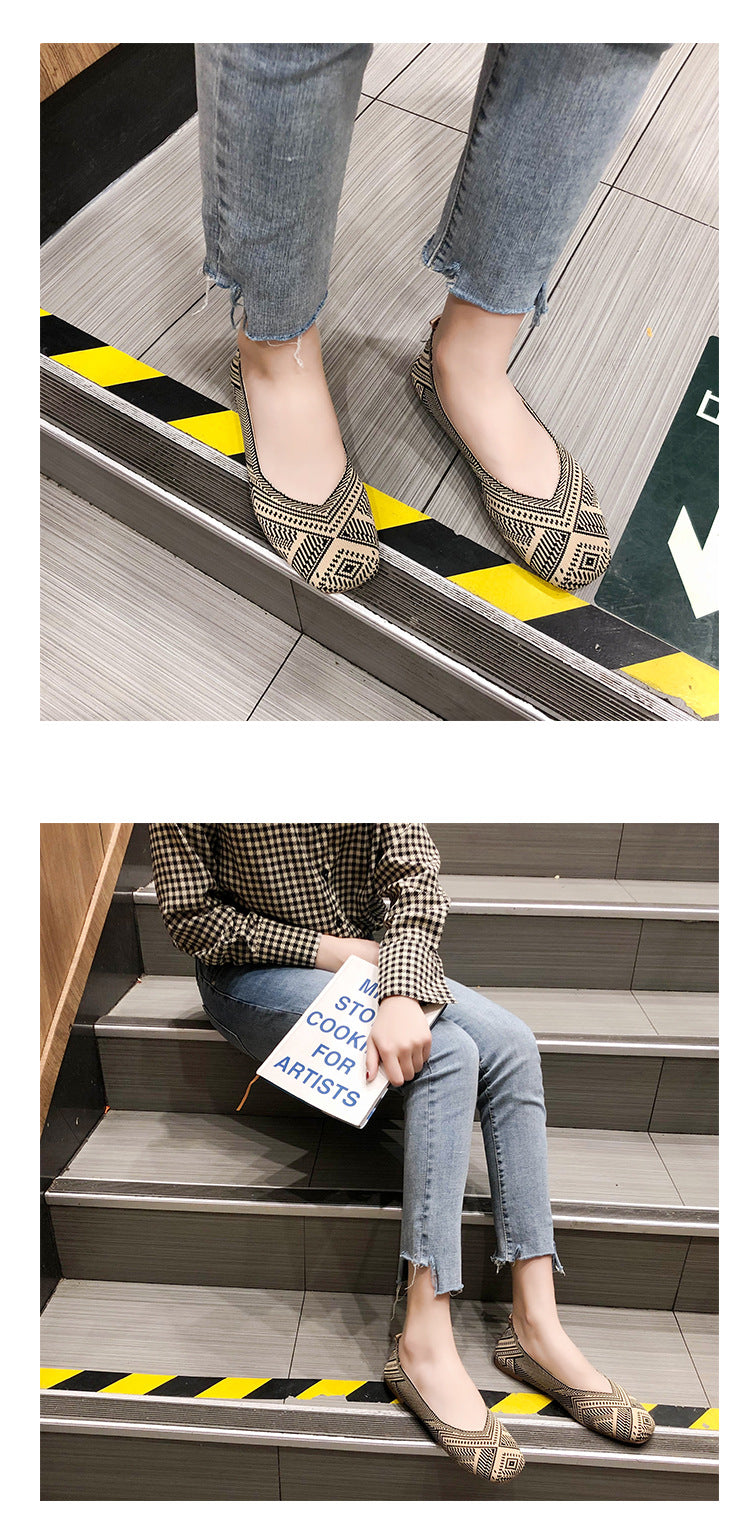 Fashion woven breathable soft-soled loafers