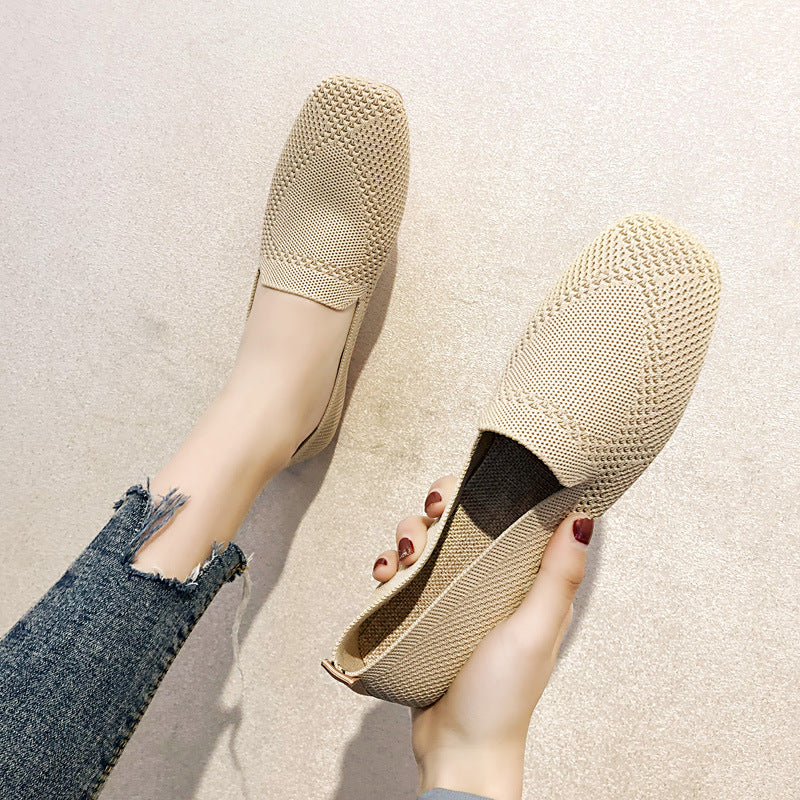 Women's Knitted Soft-soled Casual Shoes Fashion Breathable Loafers