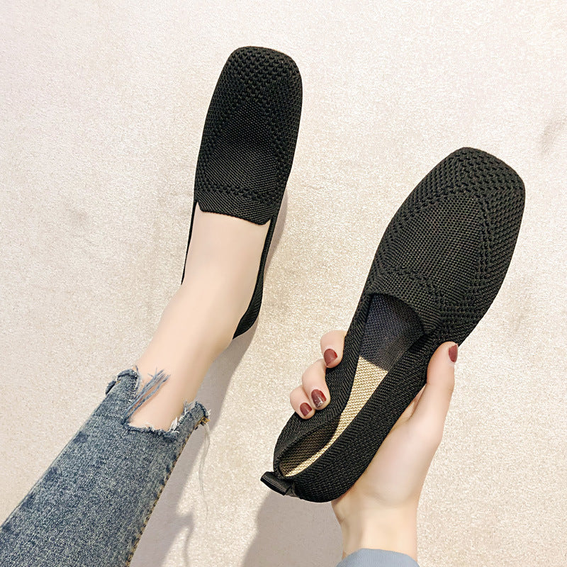 Women's Knitted Soft-soled Casual Shoes Fashion Breathable Loafers