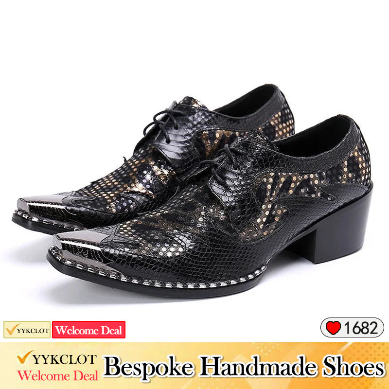 Black Serpentine design men's high-heeled party shoes